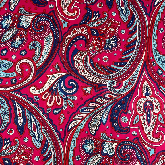 Lulla Collection Fashion Acc Paisley Print Poly Scarf Pink Blue Red Wht Sz OS - Picture 4 of 8